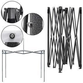 Nožnicový stan 3×3 m – záhradný pavilón pre veľtrhy, expresné akcie a catering, sivý Springos GP0003