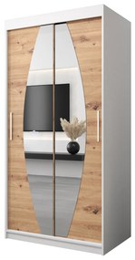 Šatníková skriňa 100 cm Eclipse (biela matná + dub artisan). Akcia -44%. Vlastná spoľahlivá doprava až k Vám domov. 1063373