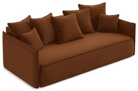 Terakotová zamatová rozkladacia/s úložným priestorom pohovka 225 cm Hula – Makamii