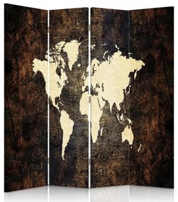 Gario Paraván Mapa sveta na tmavých doskách Rozmery: 145 x 170 cm, Prevedenie: Klasický paraván