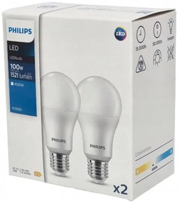 SADA 2x LED Žiarovka Philips A67 E27/13W/230V 4000K