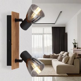 Globo 54307-2W - Nástenné bodové svietidlo CLAUDE 2xE14/40W/230V čierna/drevo