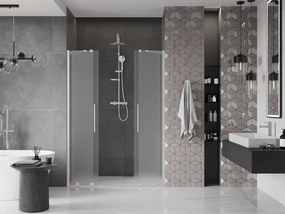 Mexen Velar Duo, posuvné sprchové dvere do otvoru 150 cm, 8mm sklo námraza, brúsená oceľ, 871-150-000-32-97