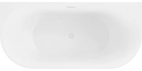 Mexen Oval, voľne stojaca nástenná vaňa 160 x 80 cm, biela, biely prepad, 52671608000-20