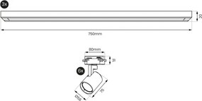 Brilagi - Bodové svietidlo v lištovom systéme HUSKY 6xGU10/10W/230V čierna/zlatá