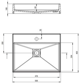 Deante Correo, granitové umývadlo na dosku 500x400x125 mm, antracitová metalíza, DEA-CQR_TU5S