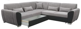 Rozkladacia rohová sedacia súprava s úložným priestorom v tvare L VISEU ľavá sivá/čierna