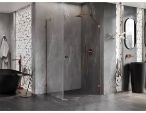 Mexen Lunar-B, pravostranný výklopný sprchový kút 85 x 70 cm, 8mm číre sklo, profil ružové zlato, 832-085-070-60-00-P