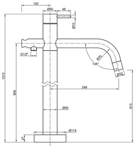 Sapho Sapho, MINIMAL vaňová batéria s pripojením do podlahy, nerez, MI021