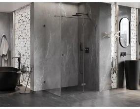 Mexen Lunar T výklopný sprchový kút pravý 130 x 90 cm, číre sklo, grafitová, 834T-130-090-95-00-P
