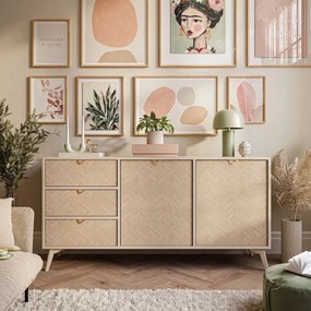 KOMODA FONDY JEDLIČKA SCANDI + PIESKOVO BÉŽOVÁ 158 cm