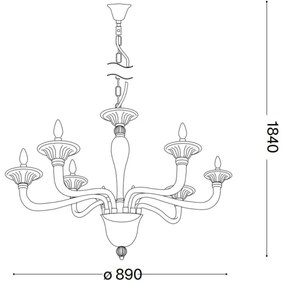 Ideal Lux - Luster na reťazi BRIGITTA 8xE14/40W/230V pr. 89 cm mosadz