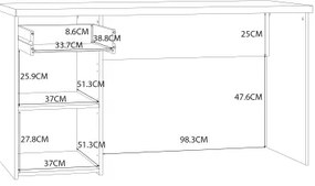 Písací stôl GINO biela/dub sonoma