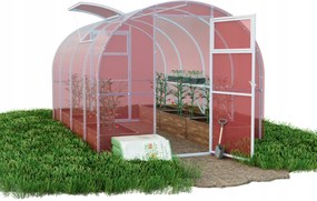 Skleník Barbi Záhradný tunel 2,4x8 m profily 20x20 polykarbonát ružový 6 mm