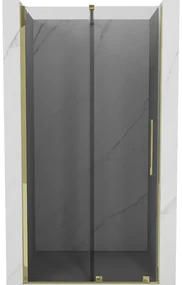 Mexen Velar, posuvné sprchové dvere do otvoru 120 cm, 8mm šedé sklo, zlatá lesklá, 871-120-000-41-50