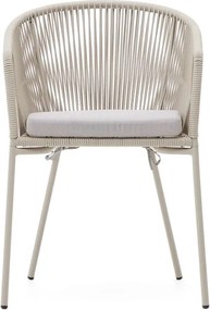 Krémovobiela kovová/polstrovaná záhradná stolička Yanet – Kave Home