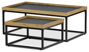 Autronic - Stůl konferenční, MDF deska šedá s dekorativní hranou divoký dub, černý kov. - CT-614 OAK VÝPRODEJ