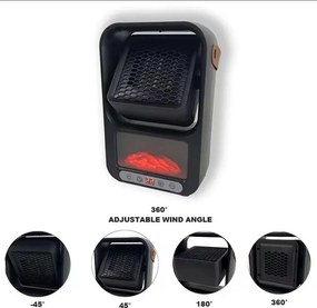 Teplovzdušný ventilátor s imitáciou ohňa a diaľkovým ovládačom