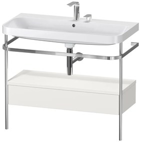 DURAVIT Happy D.2 Plus c-shaped kovový stojací podstavec s nábytkovým umývadlom s dvomi otvormi, 1 zásuvka, 975 x 490 x 850 mm, chróm/nordická biela matná lakovaná, HP4843E3939