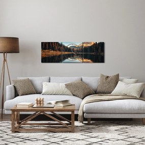 Obraz - Alpy, Taliansko, Dolomity, Lago Antorno (s hodinami) (90x30 cm)