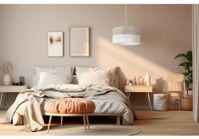 Závesné svietidlo Wood, 1x svetlobéžová dubová dýha/biele PVC tienidlo, (fi 40cm)