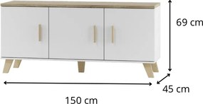 TV stolík Lotta I 150 cm dub sonoma/biely