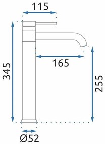 Rea Lungis, vysoká umývadlová batéria h-345, chrómová, REA-B6100