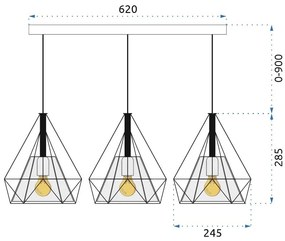 Toolight - Trojité stropné svietidlo BELLO 3xE27, čierna-biela, OSW-06603