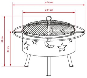 Záhradné ohnisko s grilom Avenberg WILDFIRE