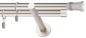 Dekorstudio Chrómová matná dvojradová garniža CAPRI 19mm Dĺžka: 220cm, Typ uchytenia: Držiak dvojitý otvorený, Typ príslušenstva: Krúžky tiché so štipcami