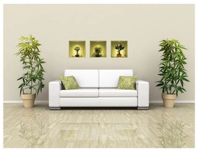 Súprava 3 samolepiek s 3D efektom Ambiance Bonsai Trees On Spot