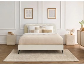 Béžová čalúnená dvojlôžková posteľ s roštom 140x190 cm Prune – Bobochic Paris