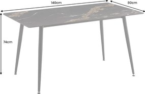 Keramický jedálenský stôl Garold 140 cm čierny / pieskový