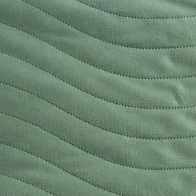 Zelený velúrový prehoz na posteľ s vlnitým prešívaním Šírka: 200 cm | Dĺžka: 220 cm