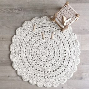 Biely ručne háčkovaný koberec z bavlny Nattiot Alma, ø 120 cm
