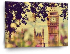 Sablio Obraz Londýn Big Ben Flowers - 90x60 cm