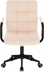 LuxuryForm DESIGN Otočná stolička VERONA BLACK VELUR na čiernej podstave s kolieskami - krémová