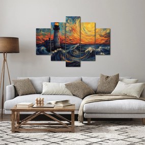 Obraz - Maják vo vlnách (150x105 cm)