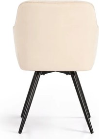 Sada štyroch otočných jedálenských stoličiek TURNO zamatové, béžové / čierne nohy (4 ks)
