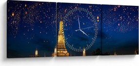 Obraz - Lampióny šťastia, Bangkok (s hodinami) (90x30 cm)