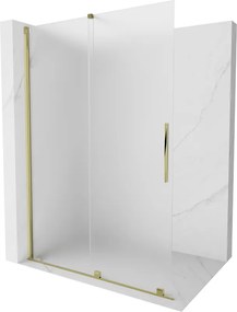Mexen Velar, sprchová zástena s posuvnými dverami Walk-in 150 x 200 cm, 8mm sklo námraza, zlatá lesklá, 871-150-000-33-50