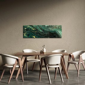 Obraz - Zelený mramor (s hodinami) (90x30 cm)