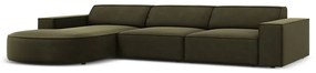 Zelená zamatová rohová pohovka (ľavý roh) Jodie - Micadoni Home