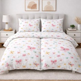 Mušelínové obliečky Butterfly Color  140x200cm+90x70cm TiaHome