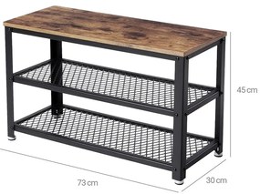 Vasagle Lavica do predsiene s priestorom na topánky INDY, 73x30x45cm, hnedá/čierna