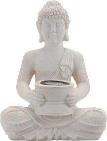 Solar Budha v bielej farbe 27 cm