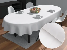 Biante Damaškový oválny obrus DM-002 Biely - pásiky 6 a 24 mm 120x140 cm