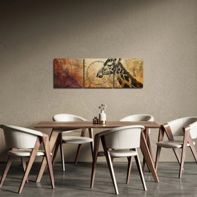 Obraz - Žirafa, maľba (s hodinami) (90x30 cm)