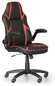 Kožená kancelárska stolička GAME, čierna/červená