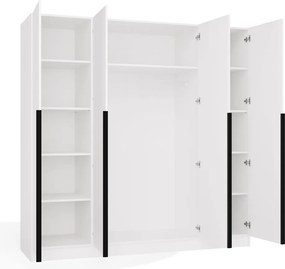 Šatní skříň Senso 4D 200 cm bílá/černá